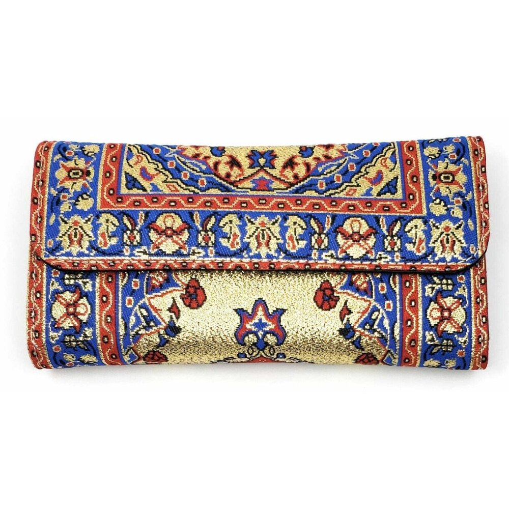 SOLD!!Traditional Turkish Carpet Pattern Tapestry Fabric Wallet or Clutch SOLD!!